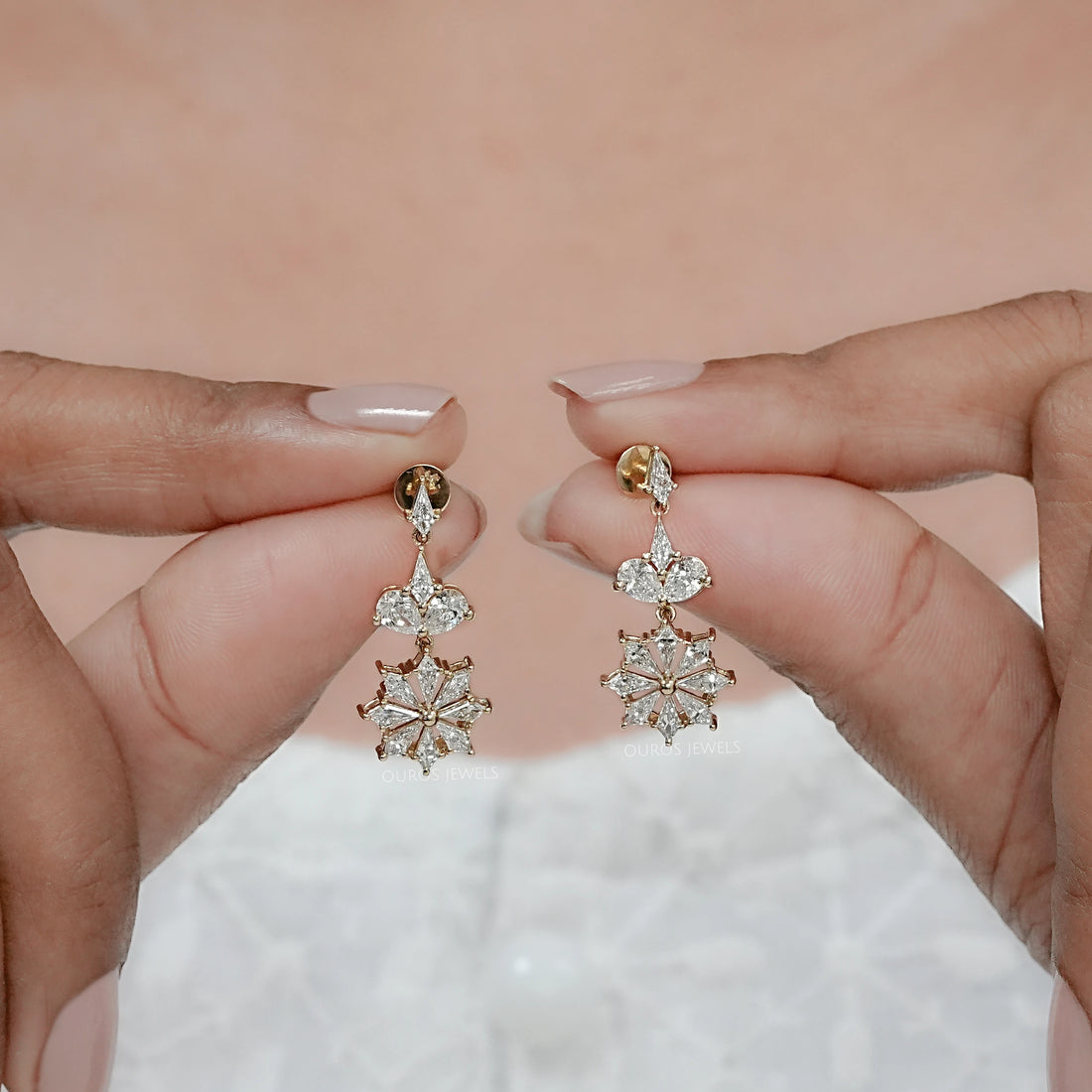 Floral Kite Diamond Dangle Earrings Earring