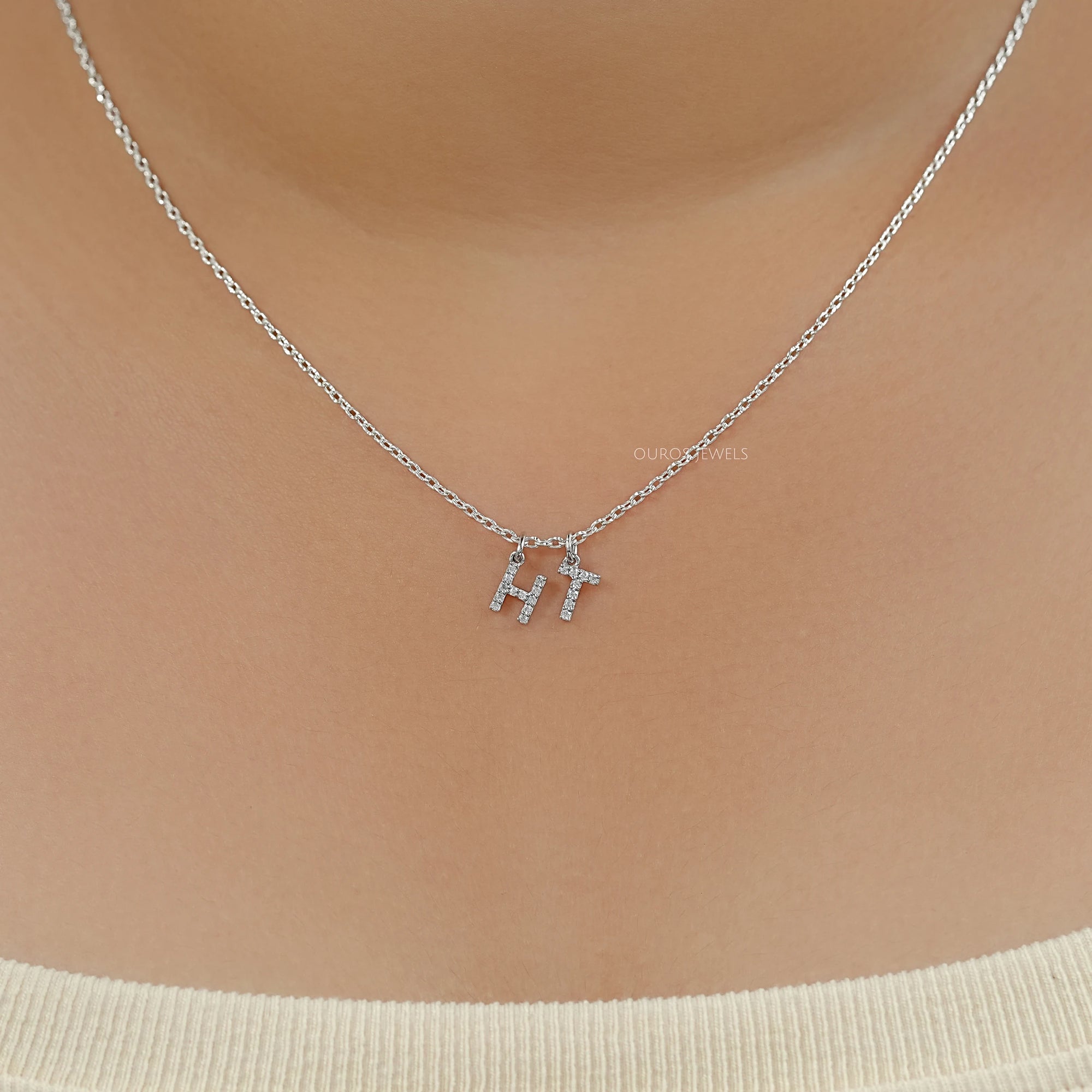 Charms Letter Round Diamond Pendant