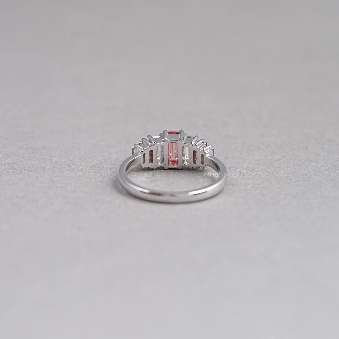 7 Stone Pink Baguette Cut Lab Diamond Anniversary Ring Rings