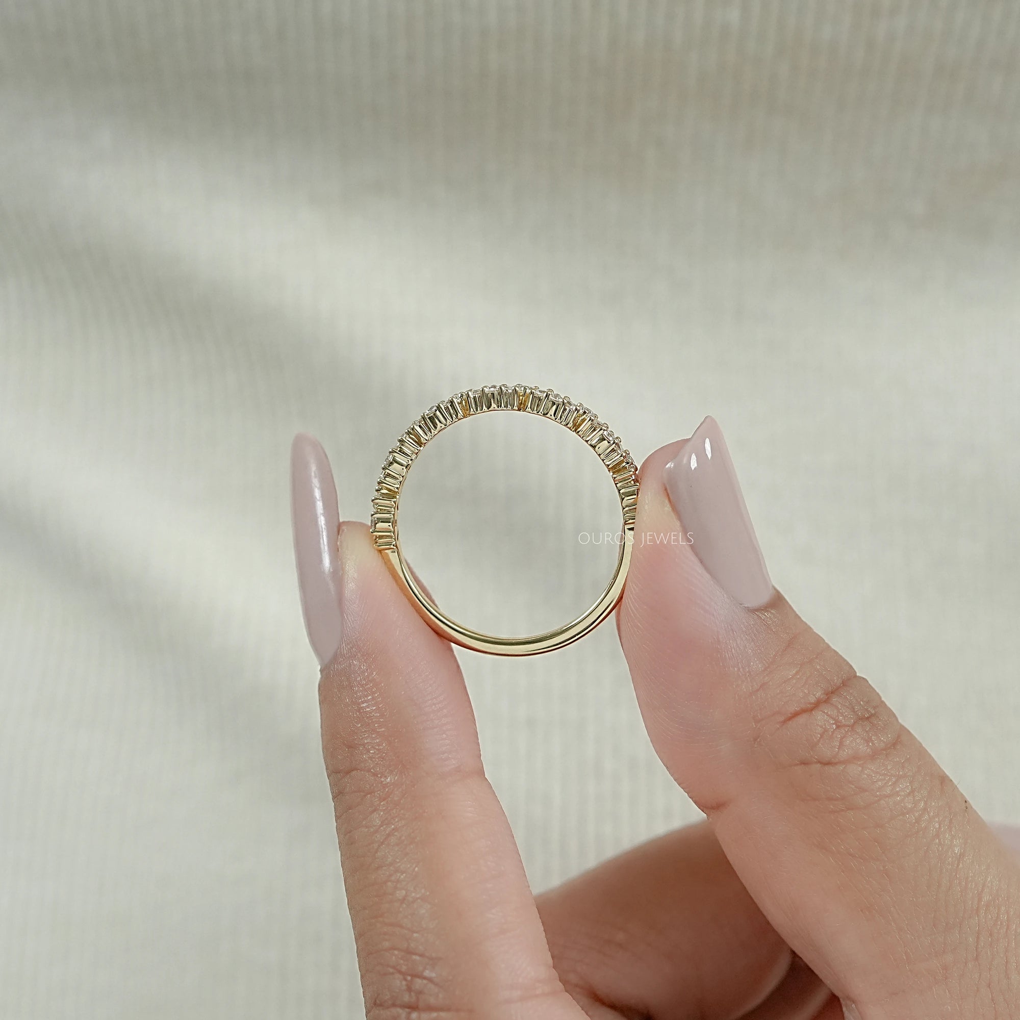 Baguette And Round Diamond Wedding Band