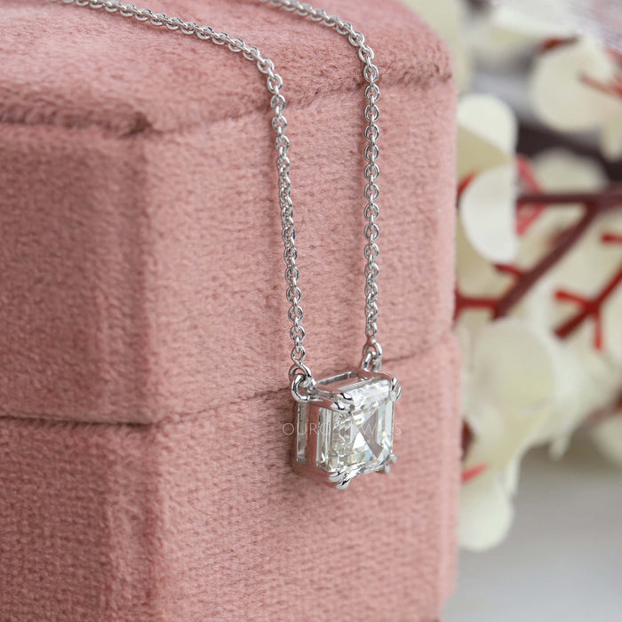 Antique Shape Asscher Diamond Necklace