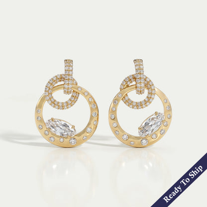 Old Mine Moval Diamond Door Knocker Earrings Earring
