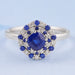 Cushion Sapphire Double Halo Engagement Ring