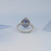 Blue Pear And Round Cut Double Halo Solitaire Accent Ring
