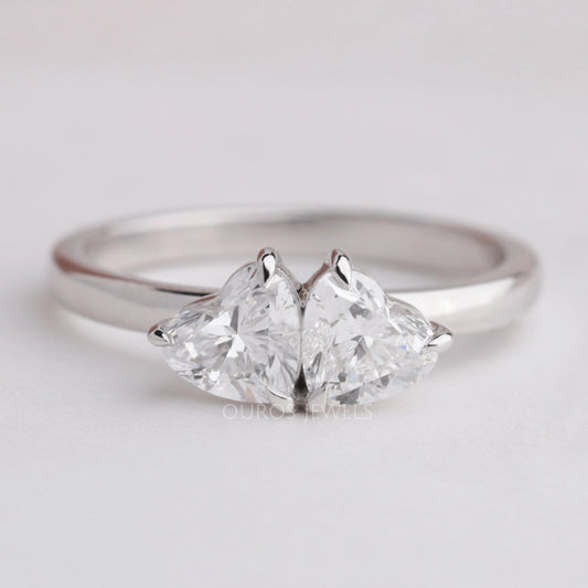 Double Heart Shape Diamond Romantic Ring