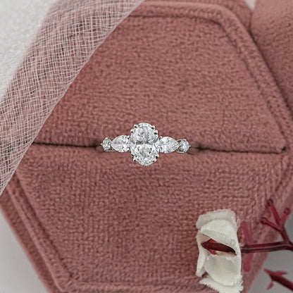 Oval And Pear Lab Diamond Five Stone Engagement Ring Rings