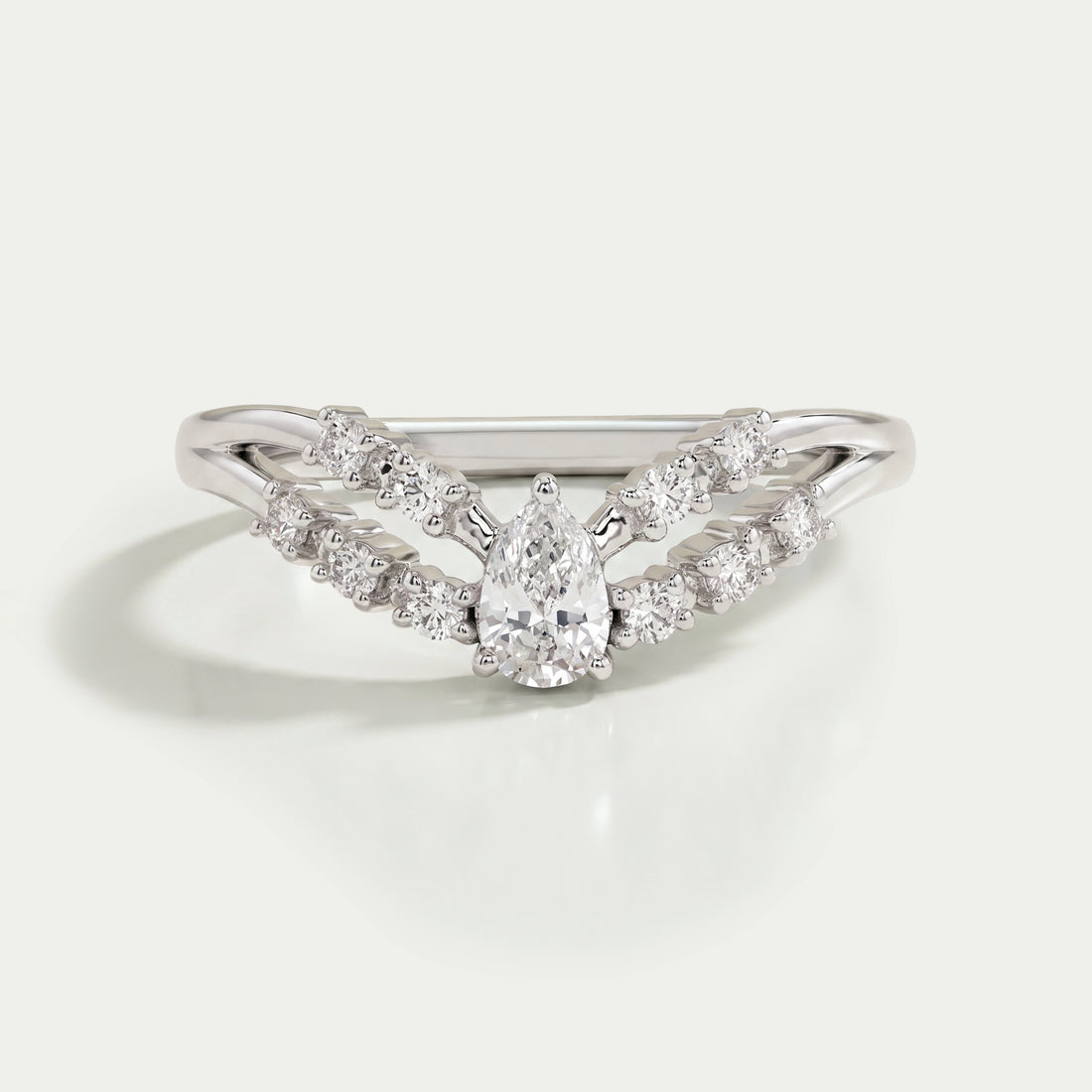 Pear Diamond Double Curved Band Rings