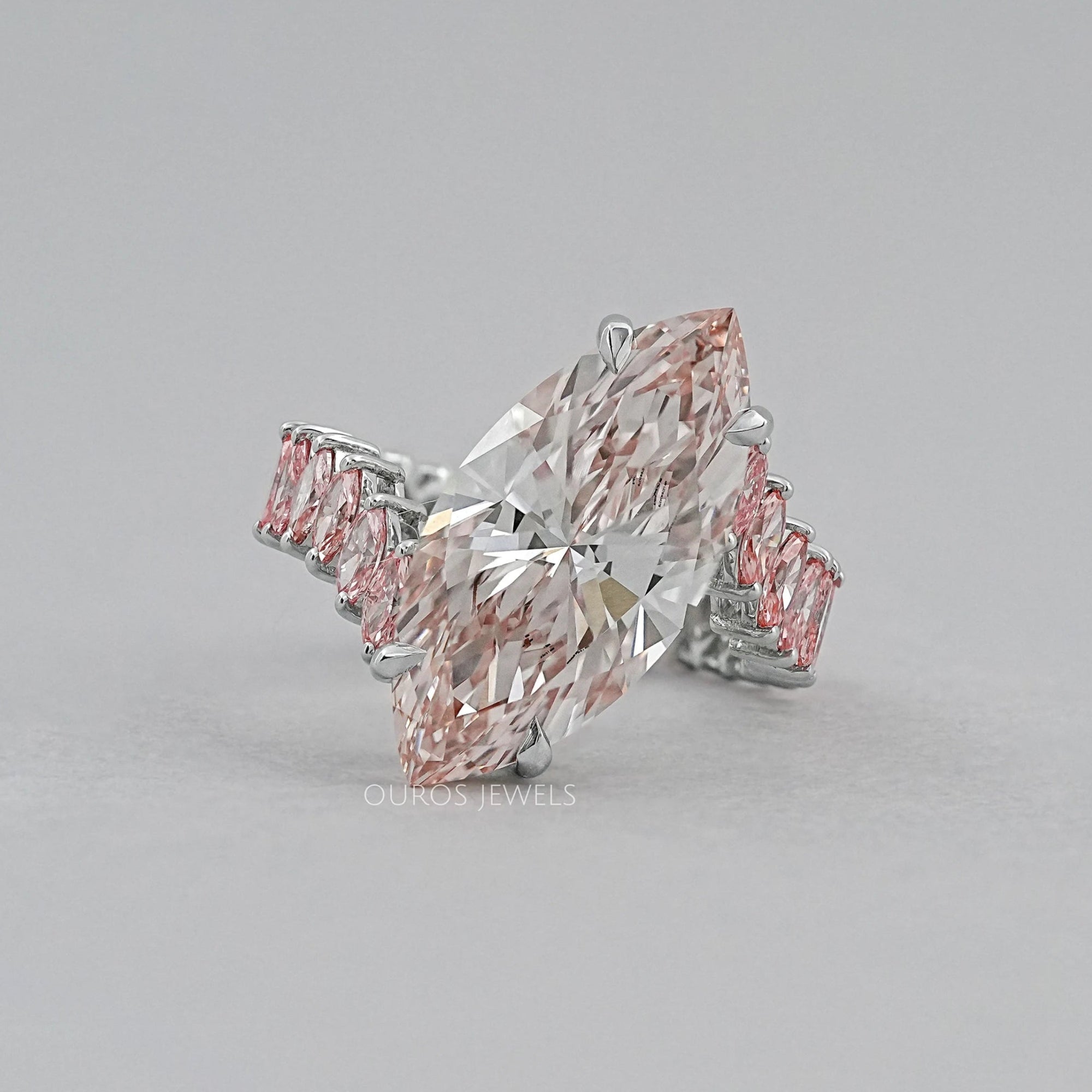 Fancy Pink Marquise Lab Diamond Bypass Ring Ring