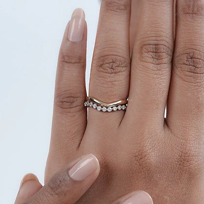 Round Lab Diamond Double Wave Curved Band Rings