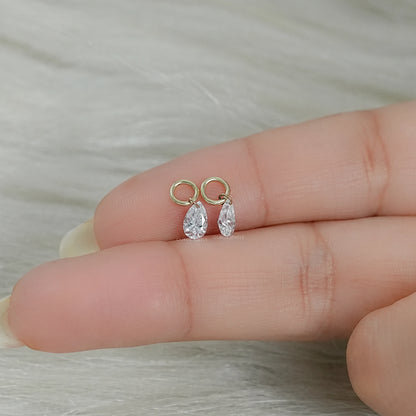 Pear Lab Diamond Drill Charm Earring