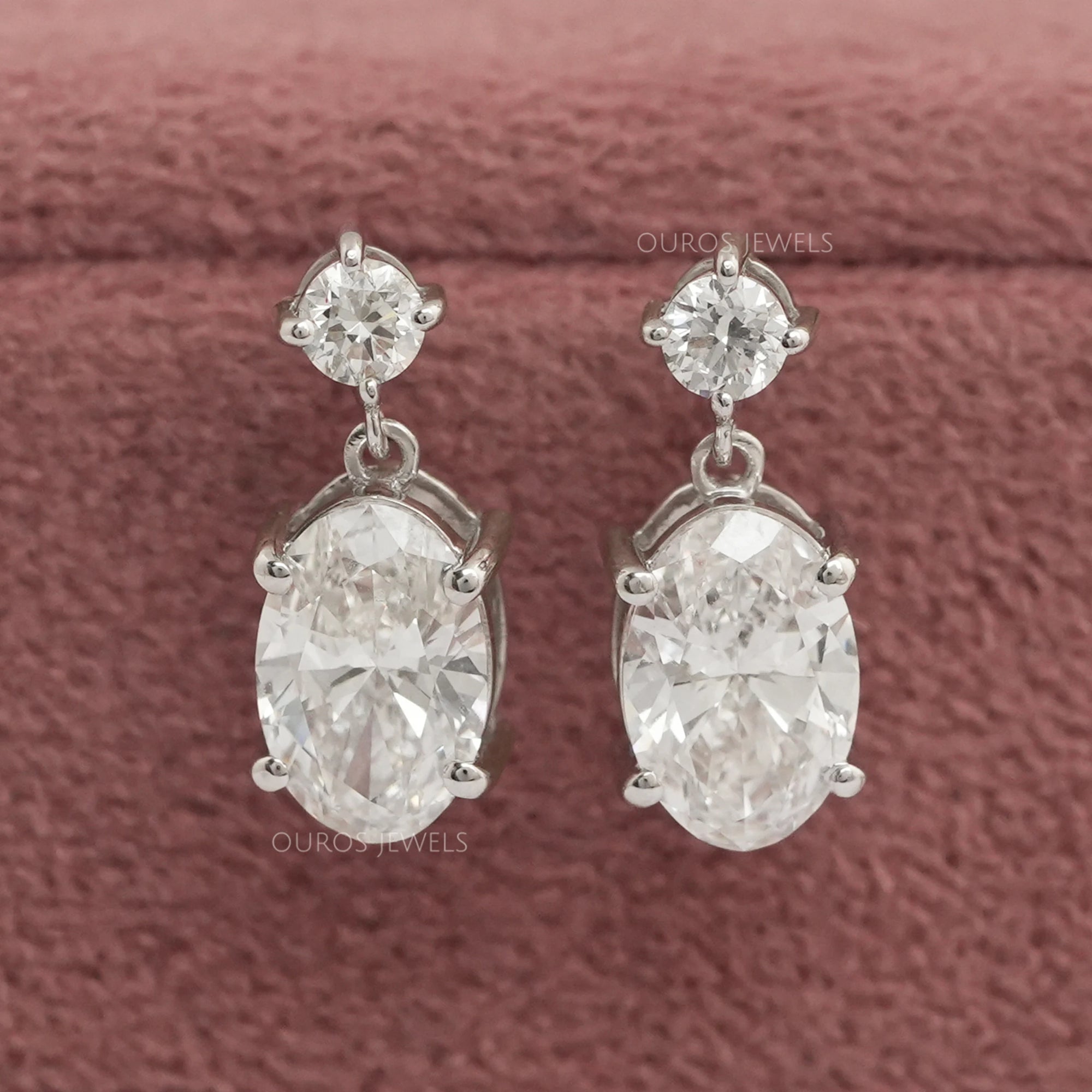 Round And Oval Cut Lab Diamond Drop Dangle Earring