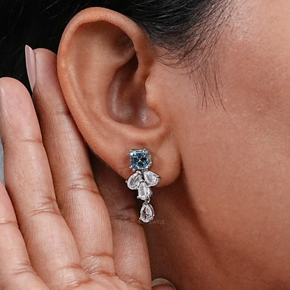 Aquamarine And Diamond Drop Earrings Earrings