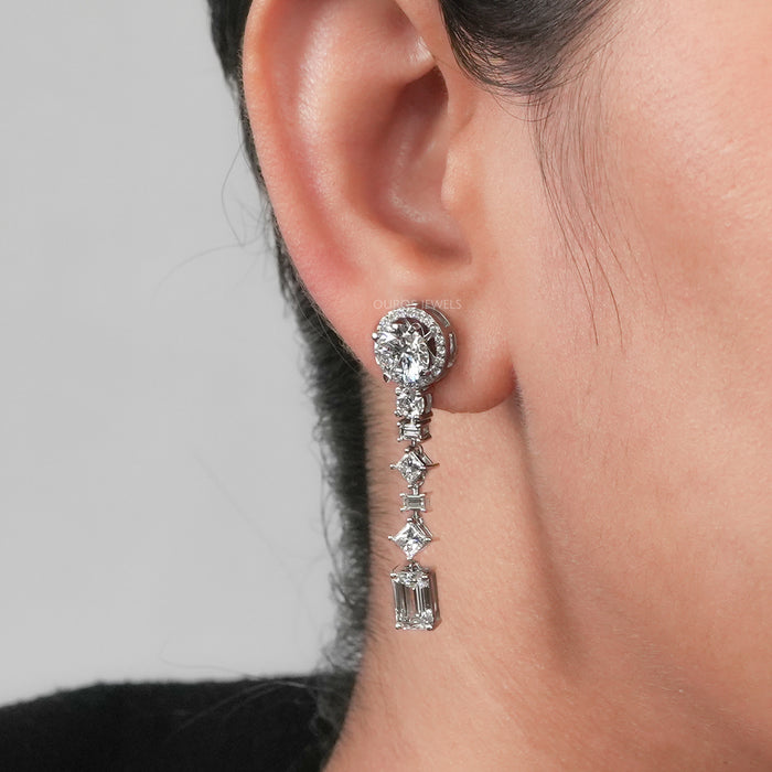 Multi Shape Lab Grown Diamond Drop Earring