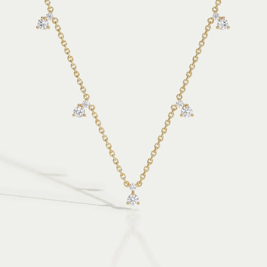 Round Diamond Drop Station Necklace Necklaces
