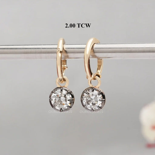 Old European Round Cut Lab Diamond Lever Back Earrings 2.00 TCW Earrings