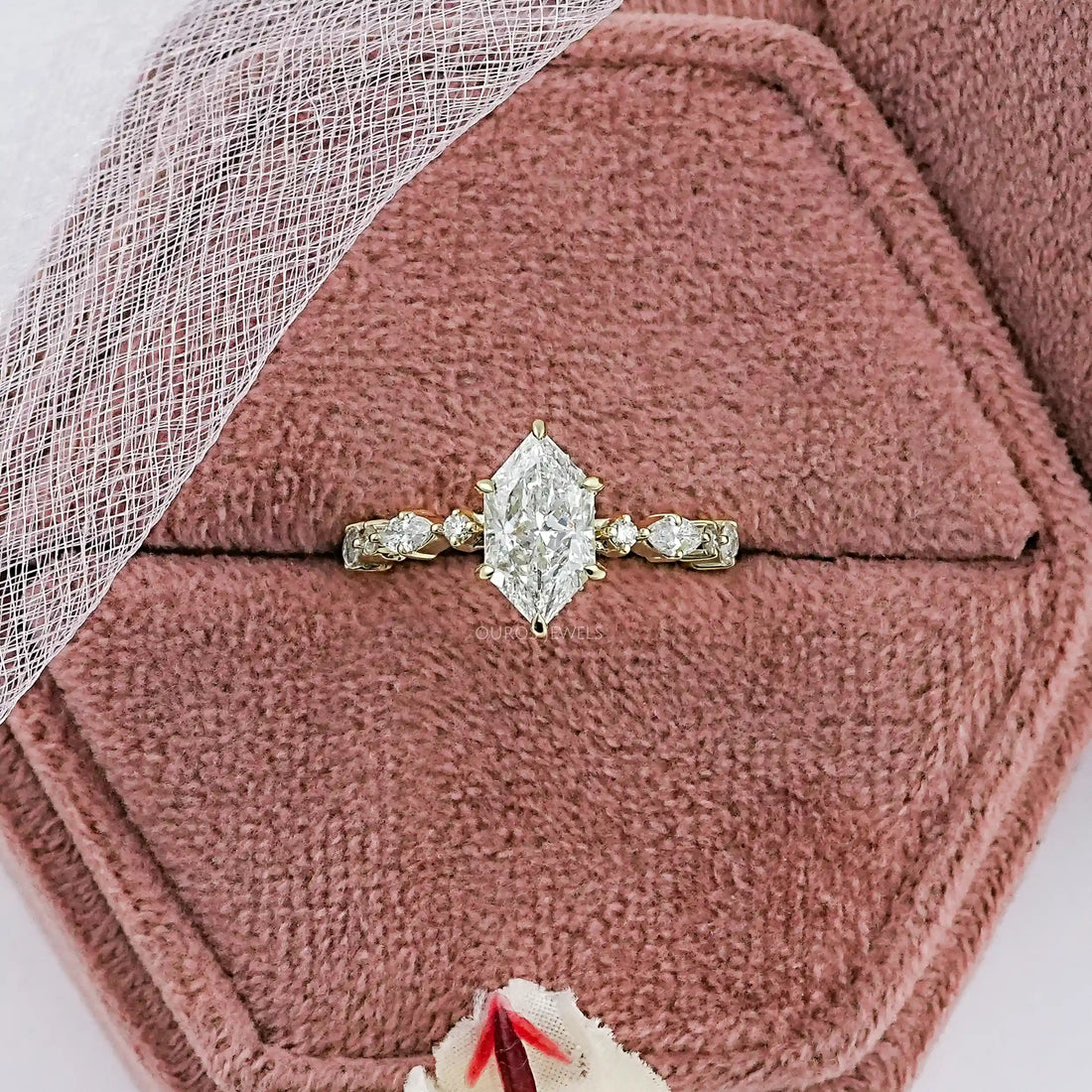 Dutch Marquise Cut And Accent Diamond Engagement Ring Ring