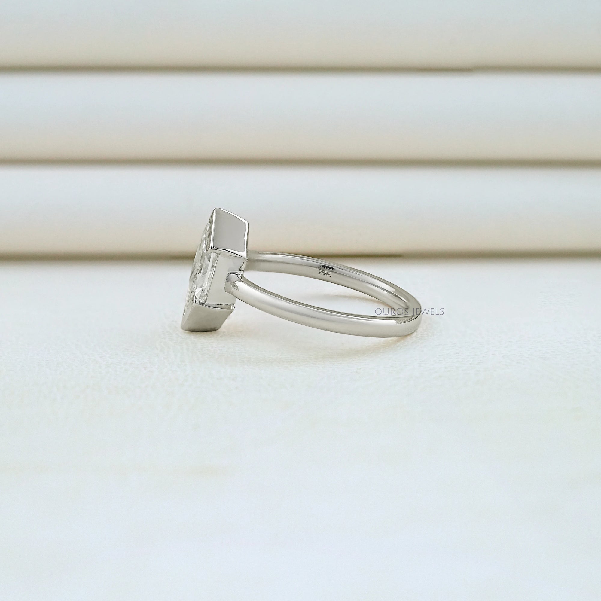 Half Bezel Dutch Marquise Diamond Solitaire Ring Ring