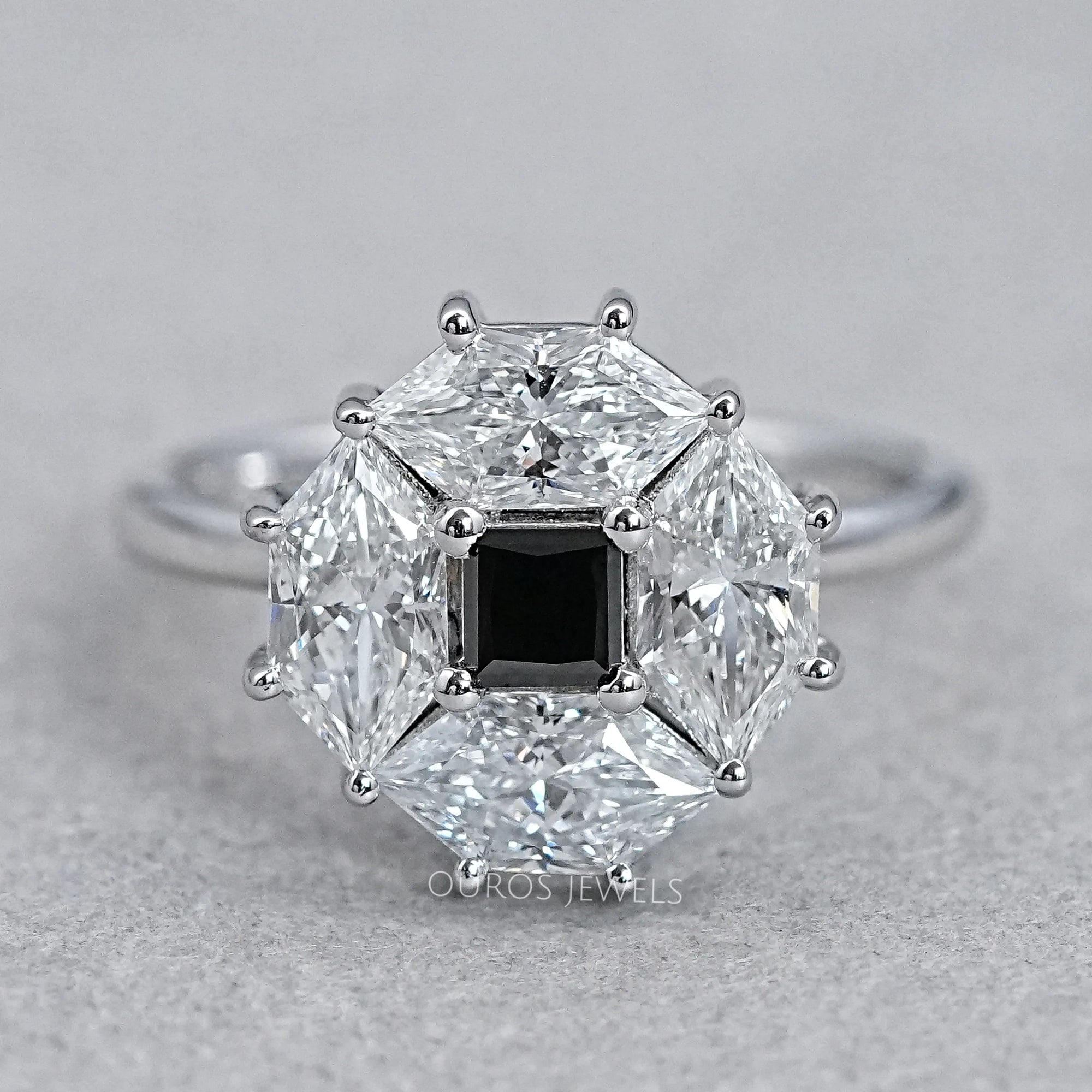 Princess Cut Lab Diamond Halo Dutch Marquise Ring Rings