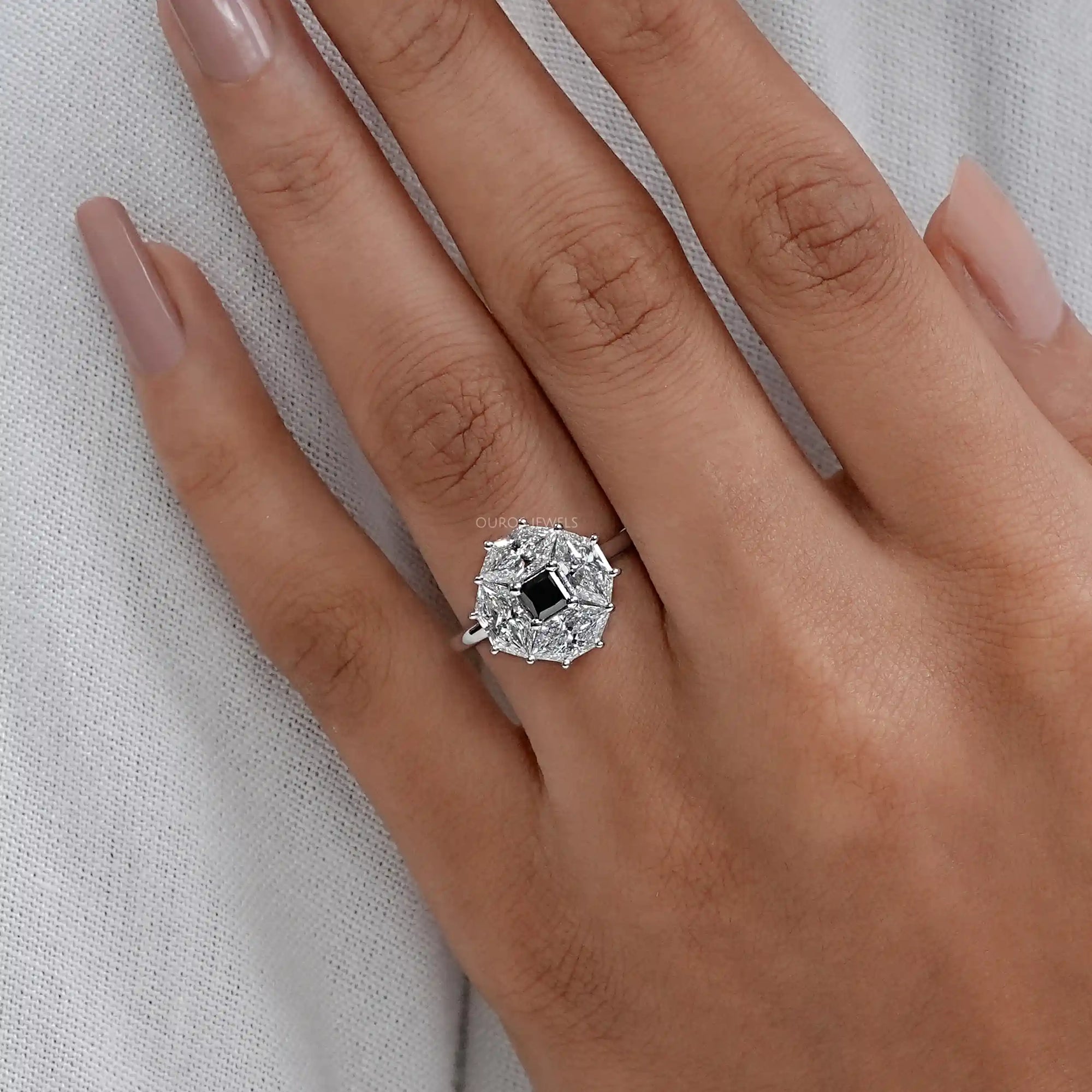 Princess Cut Lab Diamond Halo Dutch Marquise Ring Rings