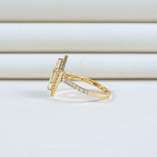 Step Cut Dutch Marquise Diamond Halo Accent Ring Ring