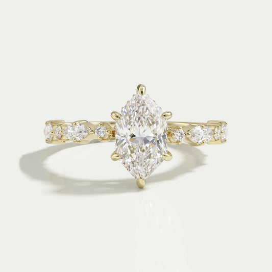 Dutch Marquise Cut And Accent Diamond Engagement Ring Ring