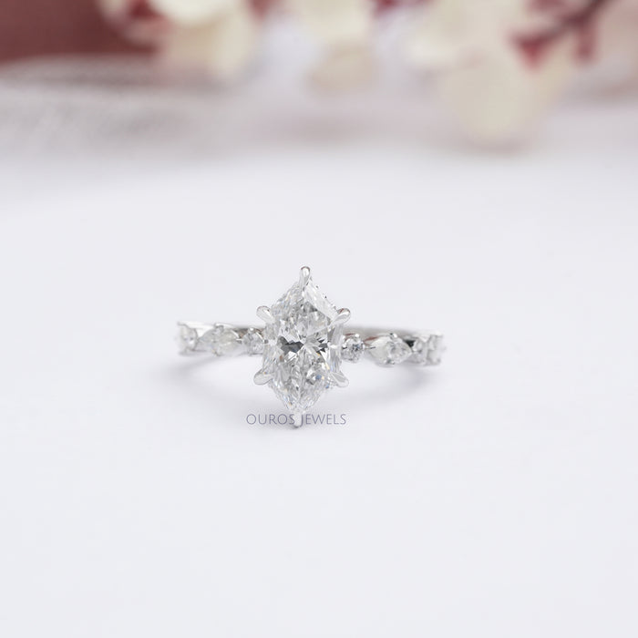 Dutch Marquise Cut And Accent Diamond  Engagement  Ring