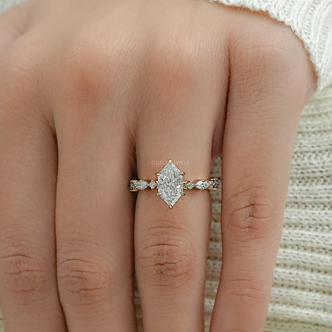 Dutch Marquise Cut And Accent Diamond Engagement Ring Ring
