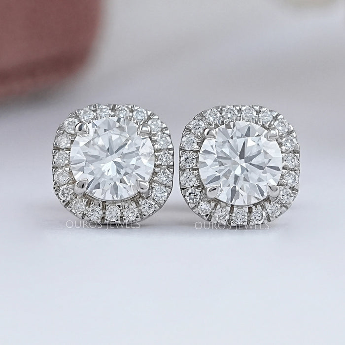 Brilliant Round Lab Diamond Halo Stud Earrings Earring