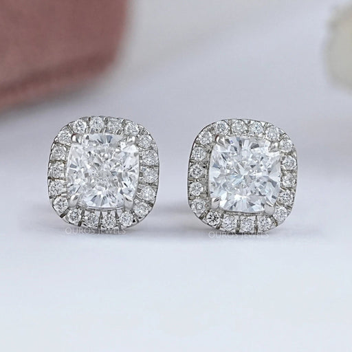 Cushion Diamond Halo Stud Earrings Earring