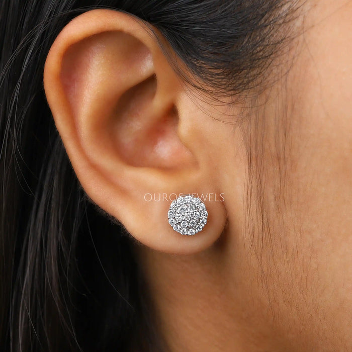 Cluster Round Cut Lab Grown Diamond Stud Earrings