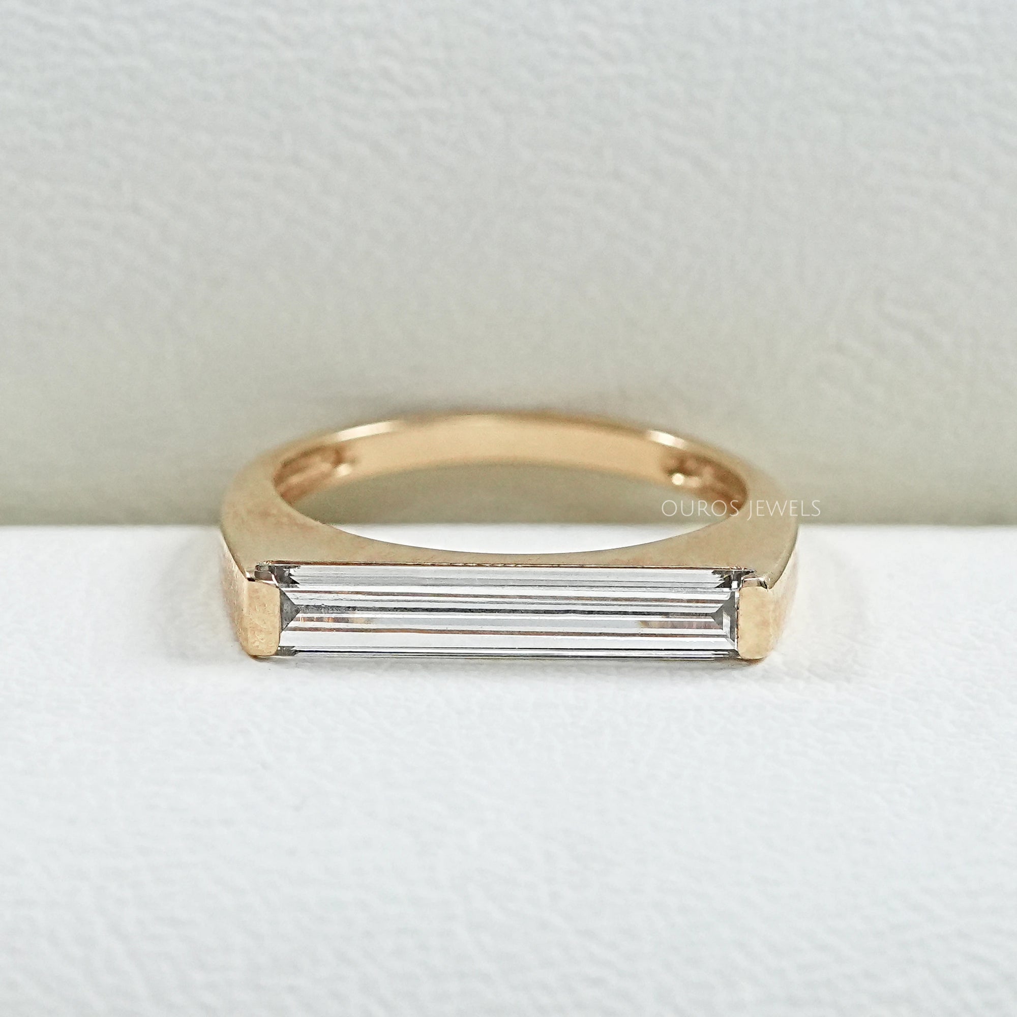 East West Baguette Lab Diamond Solitaire Ring Rings