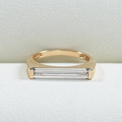 East West Baguette Lab Diamond Solitaire Ring Rings