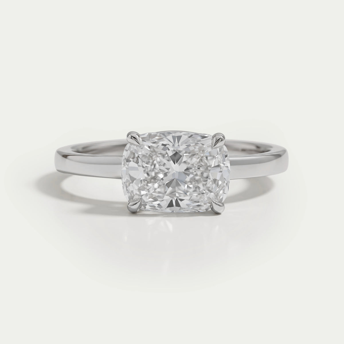 East West Cushion Diamond Solitaire Engagement Ring Rings