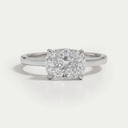 East West Cushion Diamond Solitaire Engagement Ring Rings