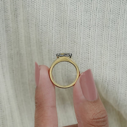 East West Step Cut Cushion Lab Diamond Solitaire Ring Ring