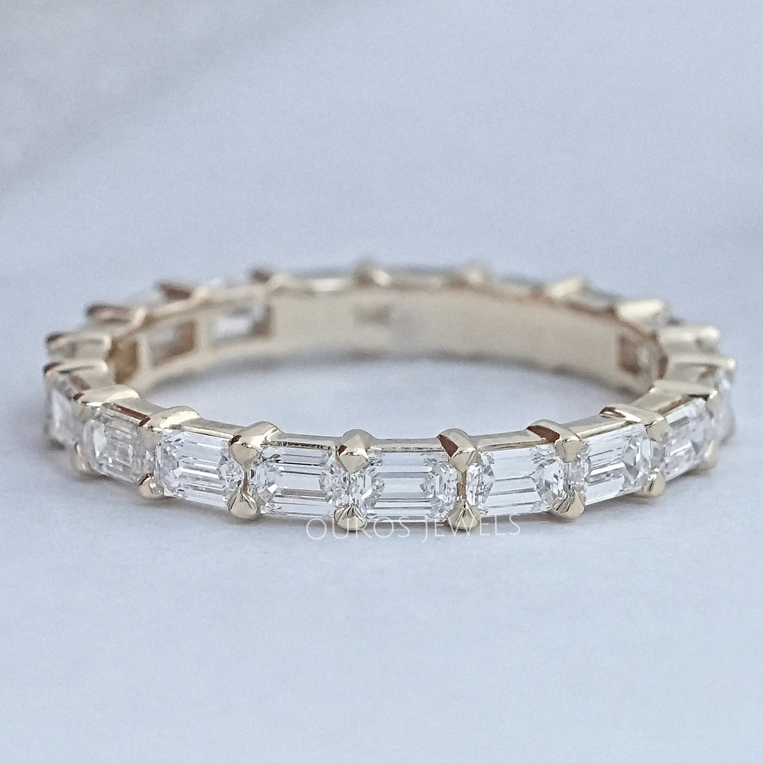 East West Emerald Lab Diamond Eternity Band Ring