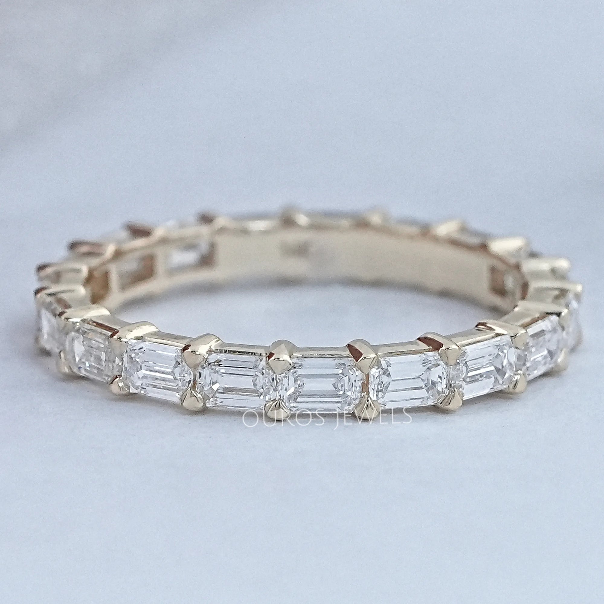 East West Emerald Lab Diamond Eternity Band Ring