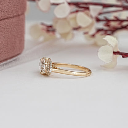 East West Marquise Lab Diamond Hidden Halo Ring Ring