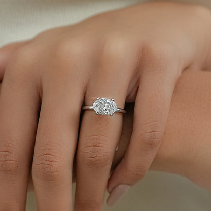 East West Oval Diamond Solitaire Engagement Ring