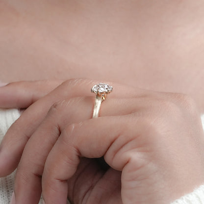 East West Old Mine Moval Lab Diamond Engagement Ring Ring