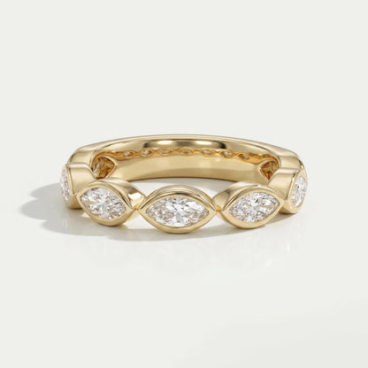 East West Marquise Diamond Bezel Set Half Eternity Band Ring