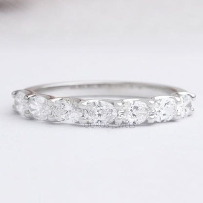 East West Oval Cut Lab Grown Diamond Wedding Band Rings