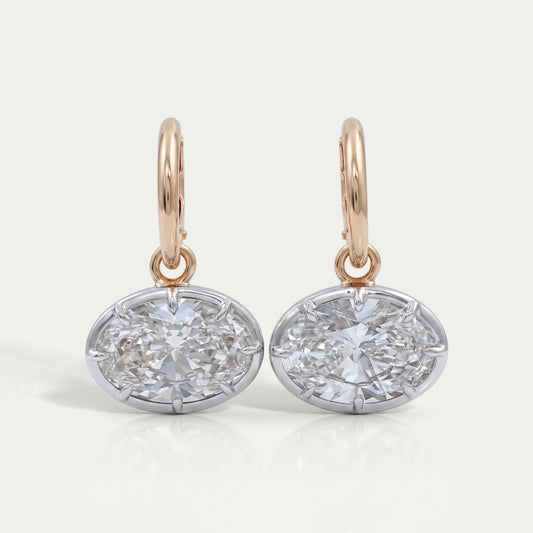 East West Oval Lab Diamond C Hook Earrings Earring