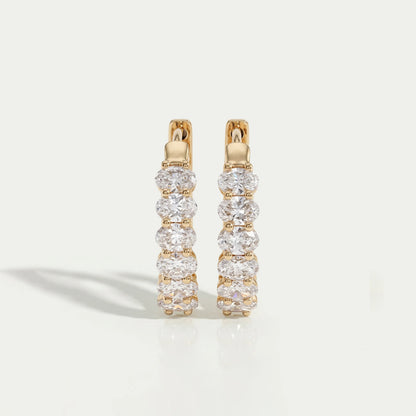 East West Oval Lab Grown Diamond Hoop Earrings Earrings