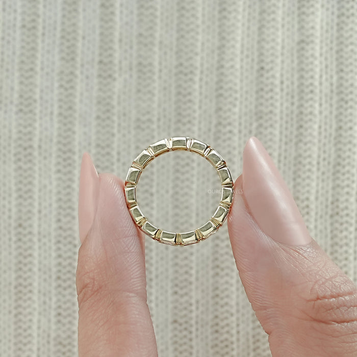 East West Radiant Lab Diamond Bezel Set Wedding Band