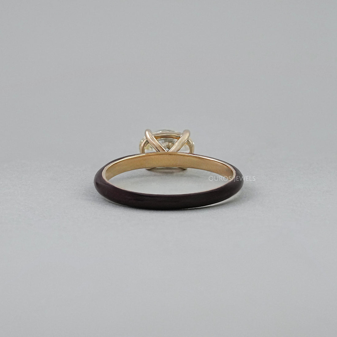 Brown Enamel Solitaire Lab Diamond Ring Ring
