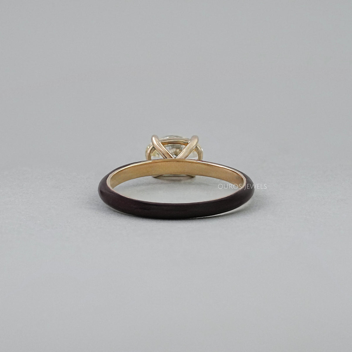 Brown Enamel Solitaire Lab Diamond Ring Ring