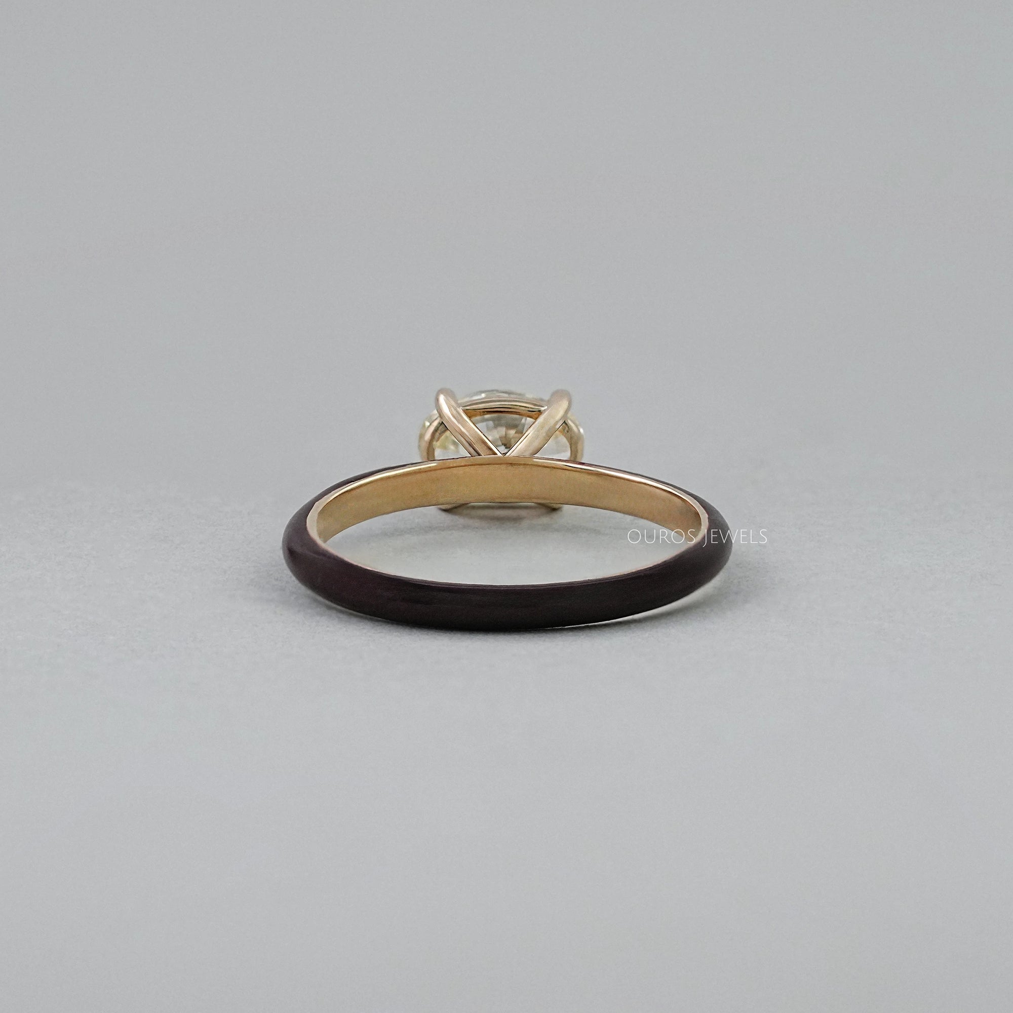 Brown Enamel Solitaire Lab Diamond Ring Ring