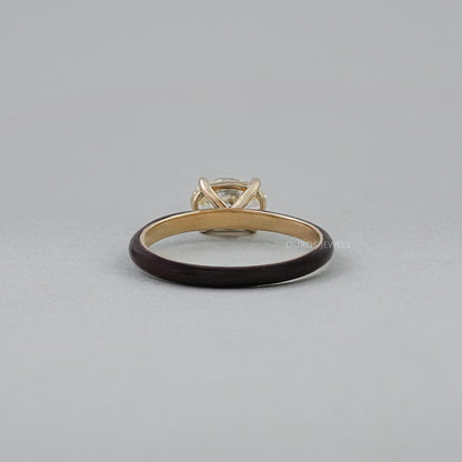 Brown Enamel Solitaire Lab Diamond Ring Ring
