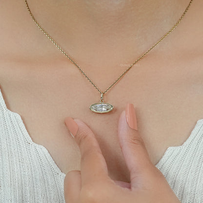 East West Step Cut Moval Bezel Set Pendant